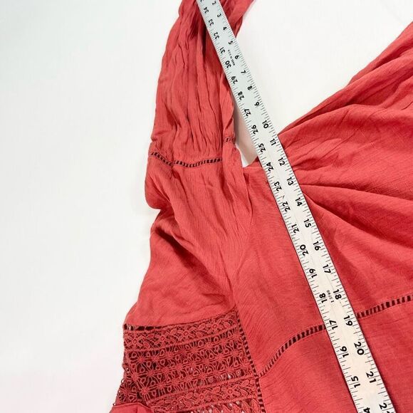 Oddi Tops Womens Size 2XL Red Long-Sleeve V-Neck Cotton Button-Front Tunic Blous - Picture 6 of 11